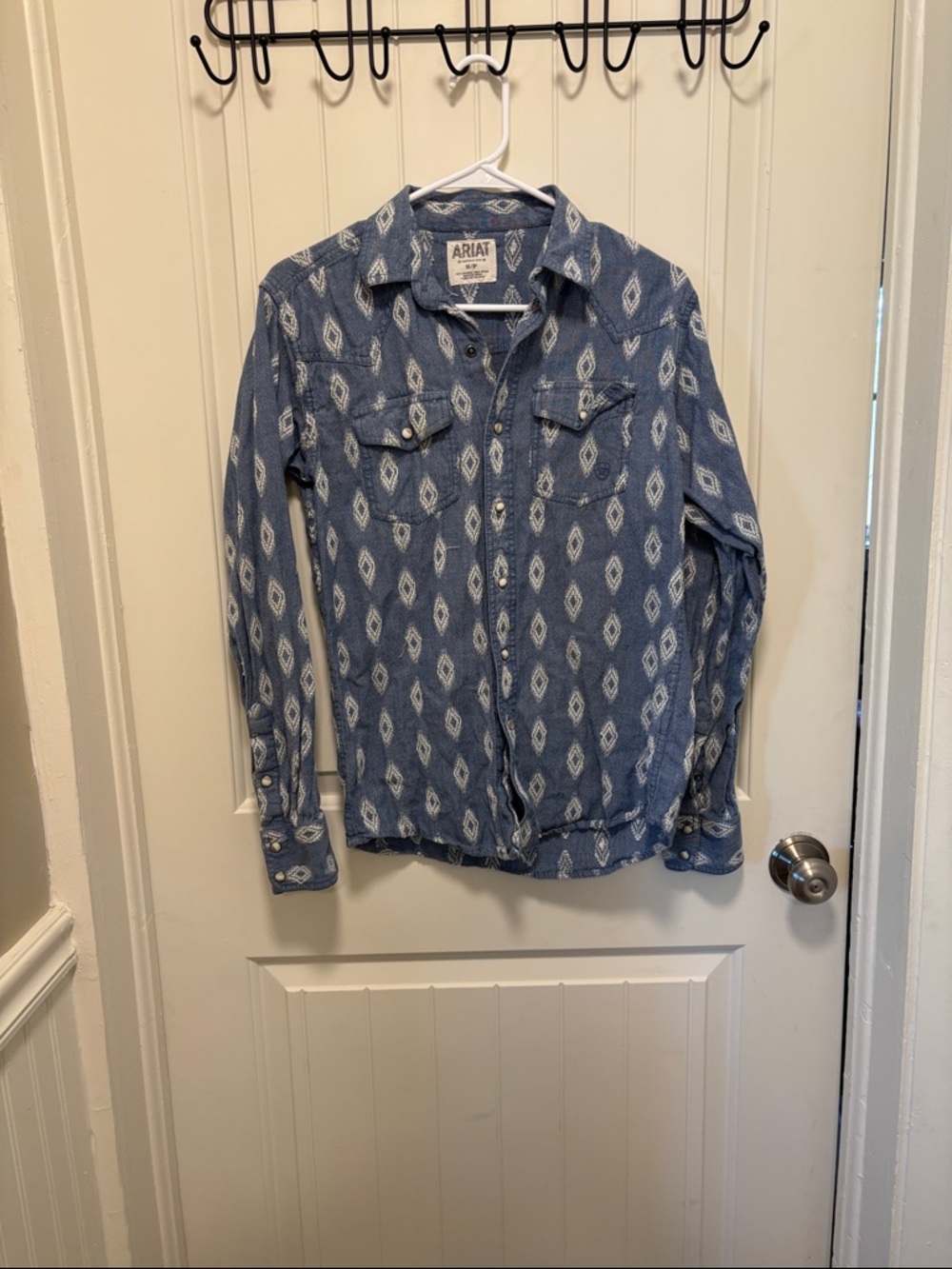 Ariat Denim-Style Blue Diamond Print Western Shirt